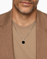 Faceted Stone Amulet in Sterling Silver with Black Onyx, 16mm